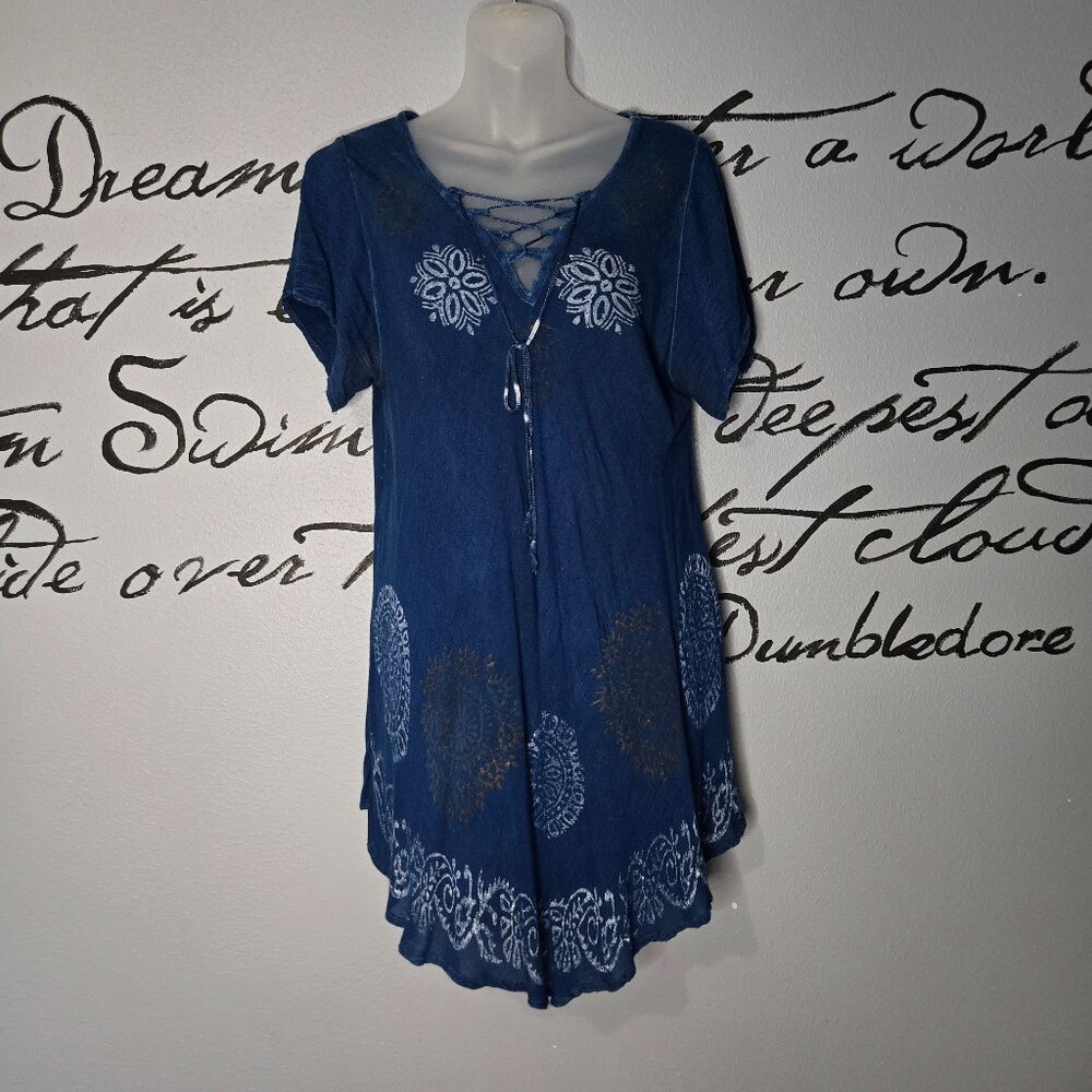 Blue Peasant Tunic, Fashion Force, 1X